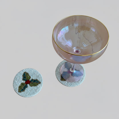 Holly Berry Beaded Coaster