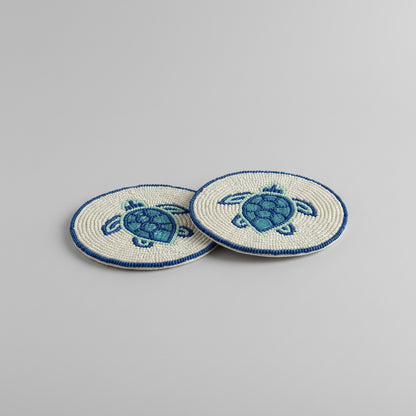 Sea Turtle Beaded Coaster – Handmade Coastal Homeware