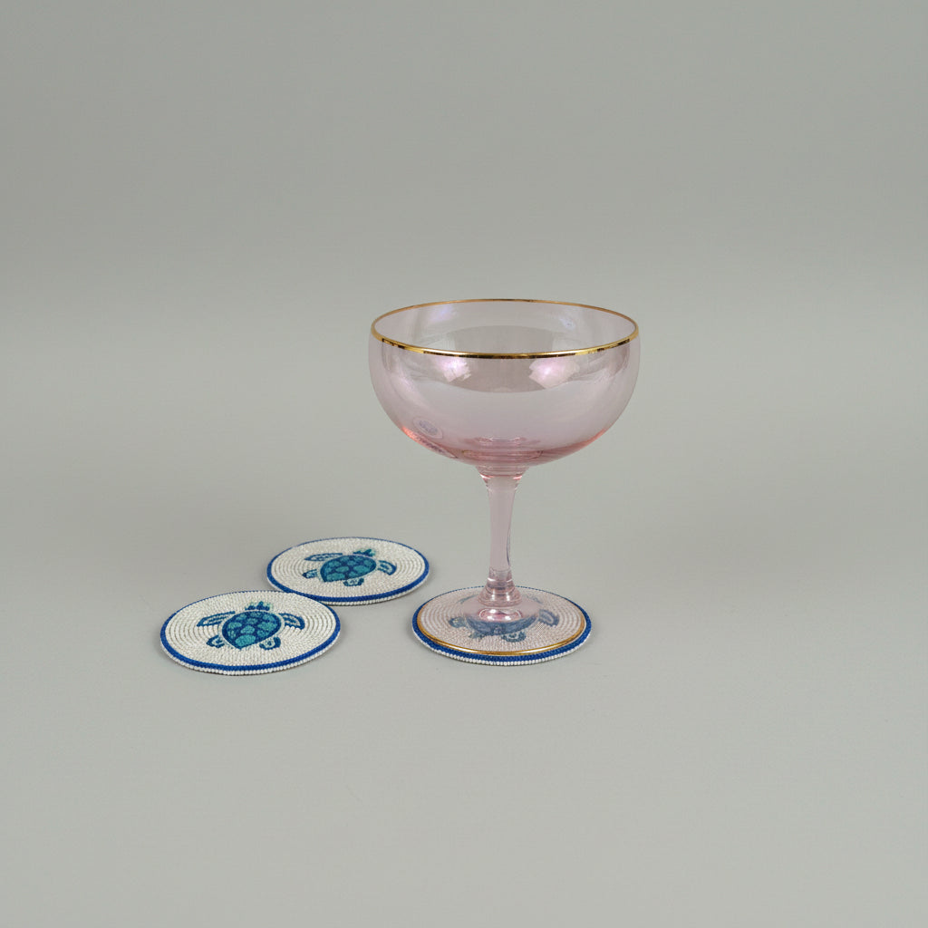 Sea Turtle Beaded Coaster – Handmade Coastal Homeware