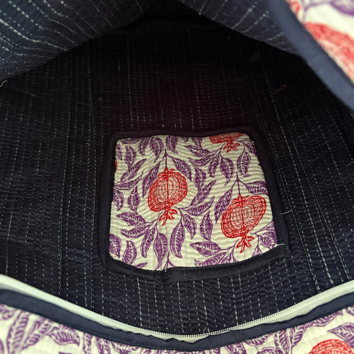 Cotton quilted block print Tote bag 