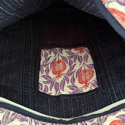 Cotton quilted block print Tote bag 
