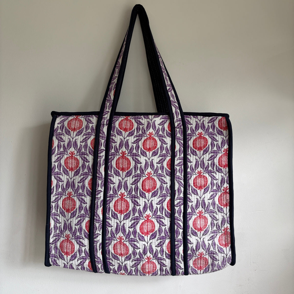 Cotton quilted block print Tote bag 