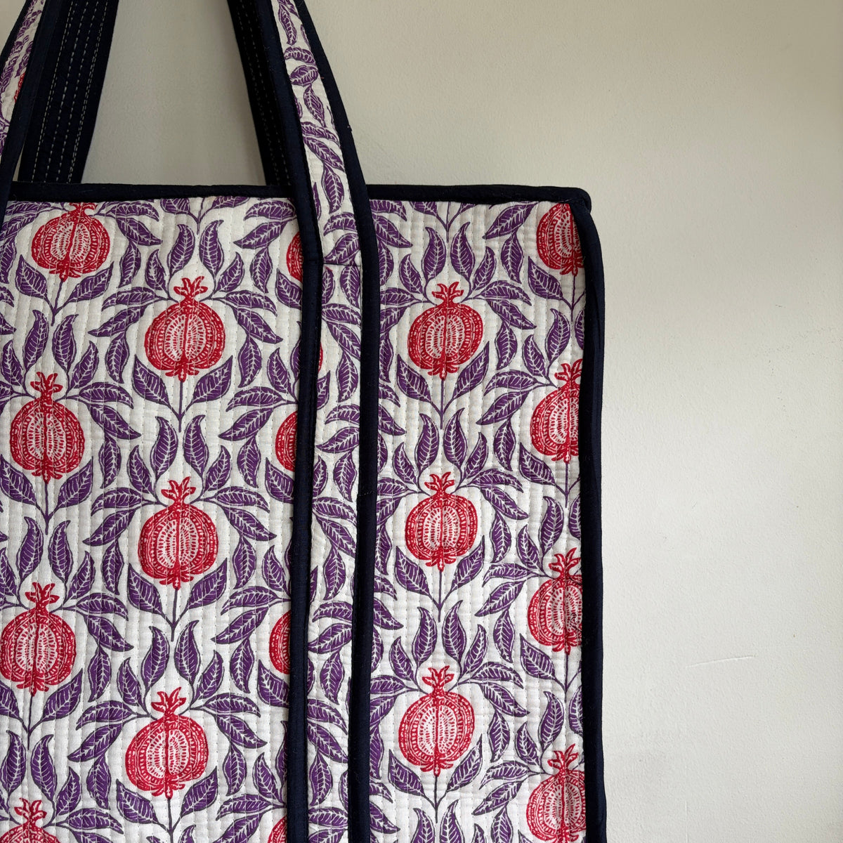 Cotton quilted block print Tote bag 