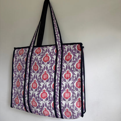 Cotton quilted block print Tote bag 