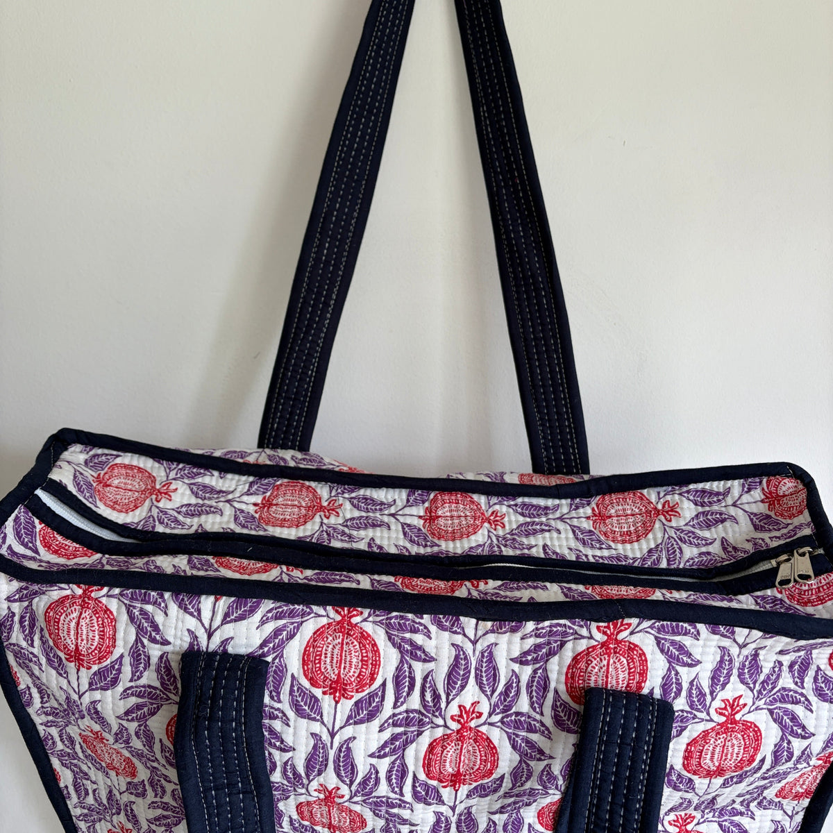 Cotton quilted block print Tote bag 