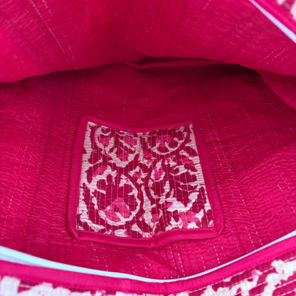 Cotton quilted block print Tote bag 