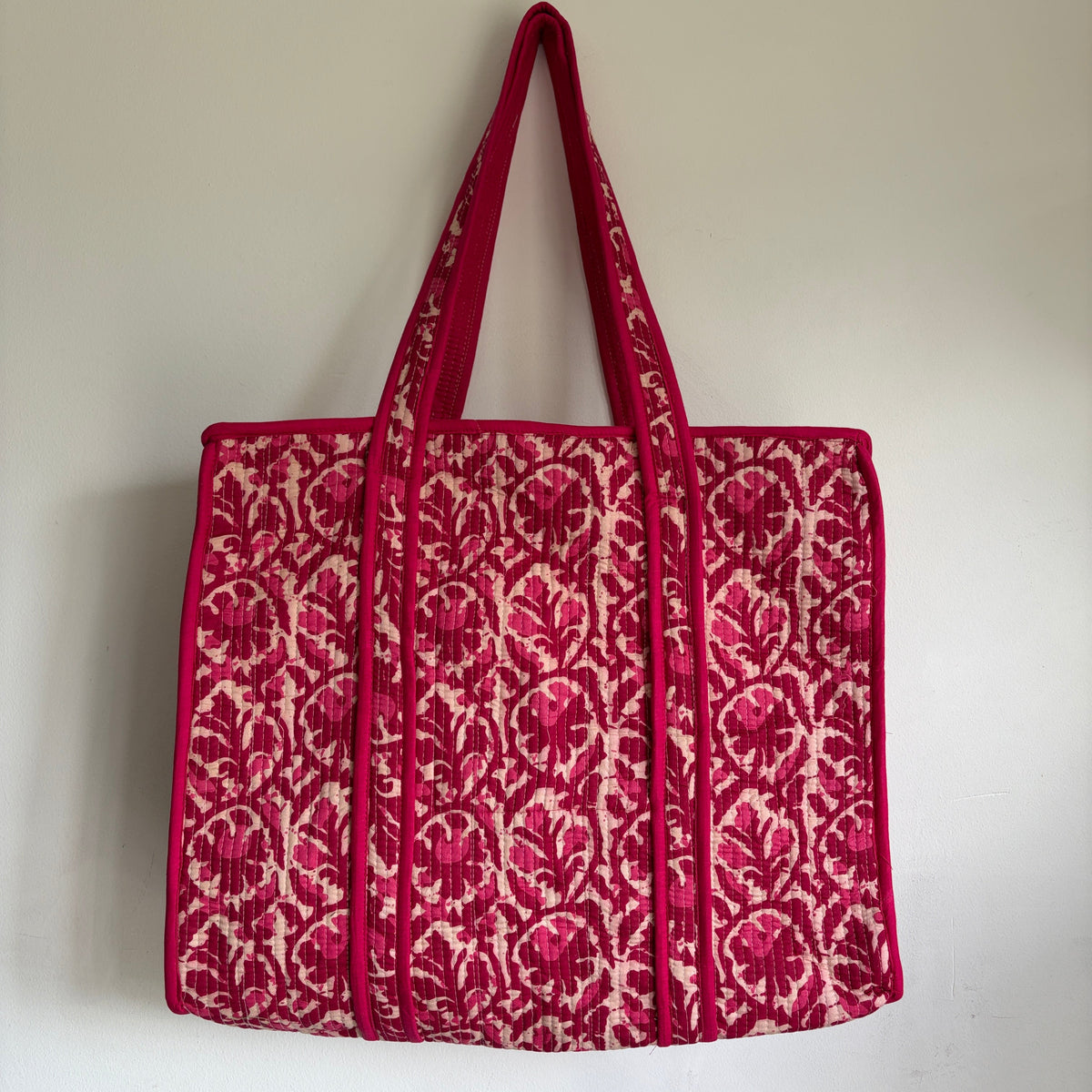 Cotton quilted block print Tote bag 