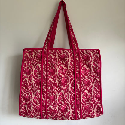 Cotton quilted block print Tote bag 
