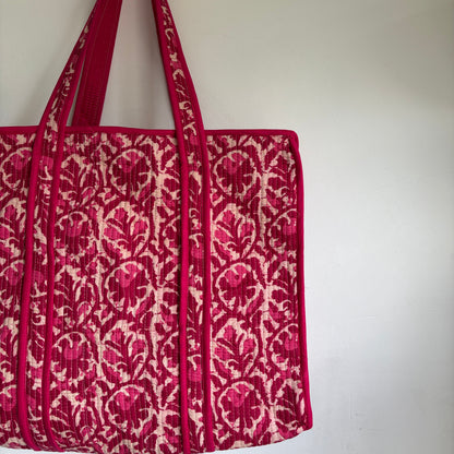 Cotton quilted block print Tote bag 