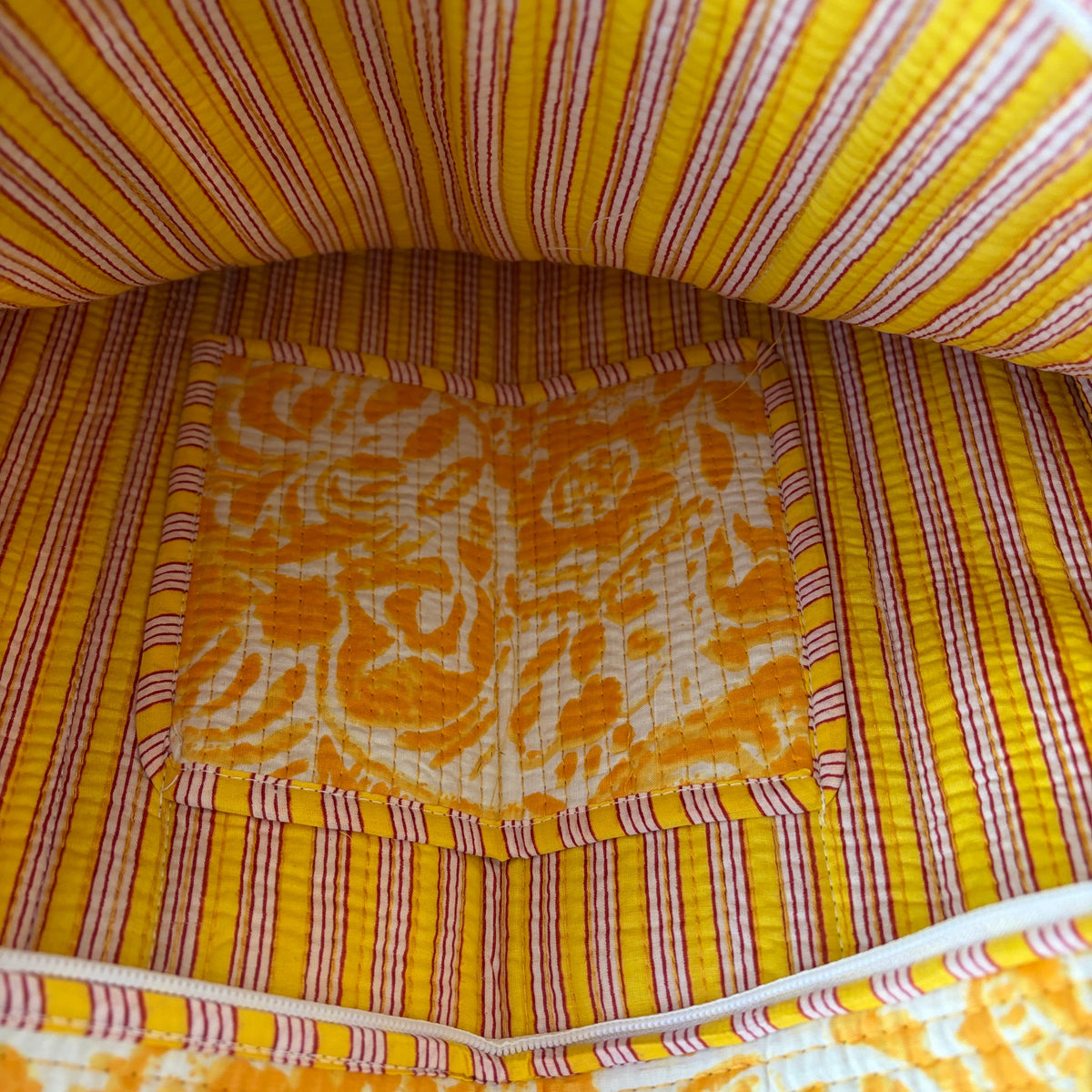 Yellow Cotton Quilted Tote Bag