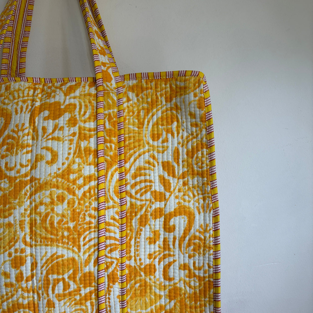 Yellow Cotton Quilted Tote Bag