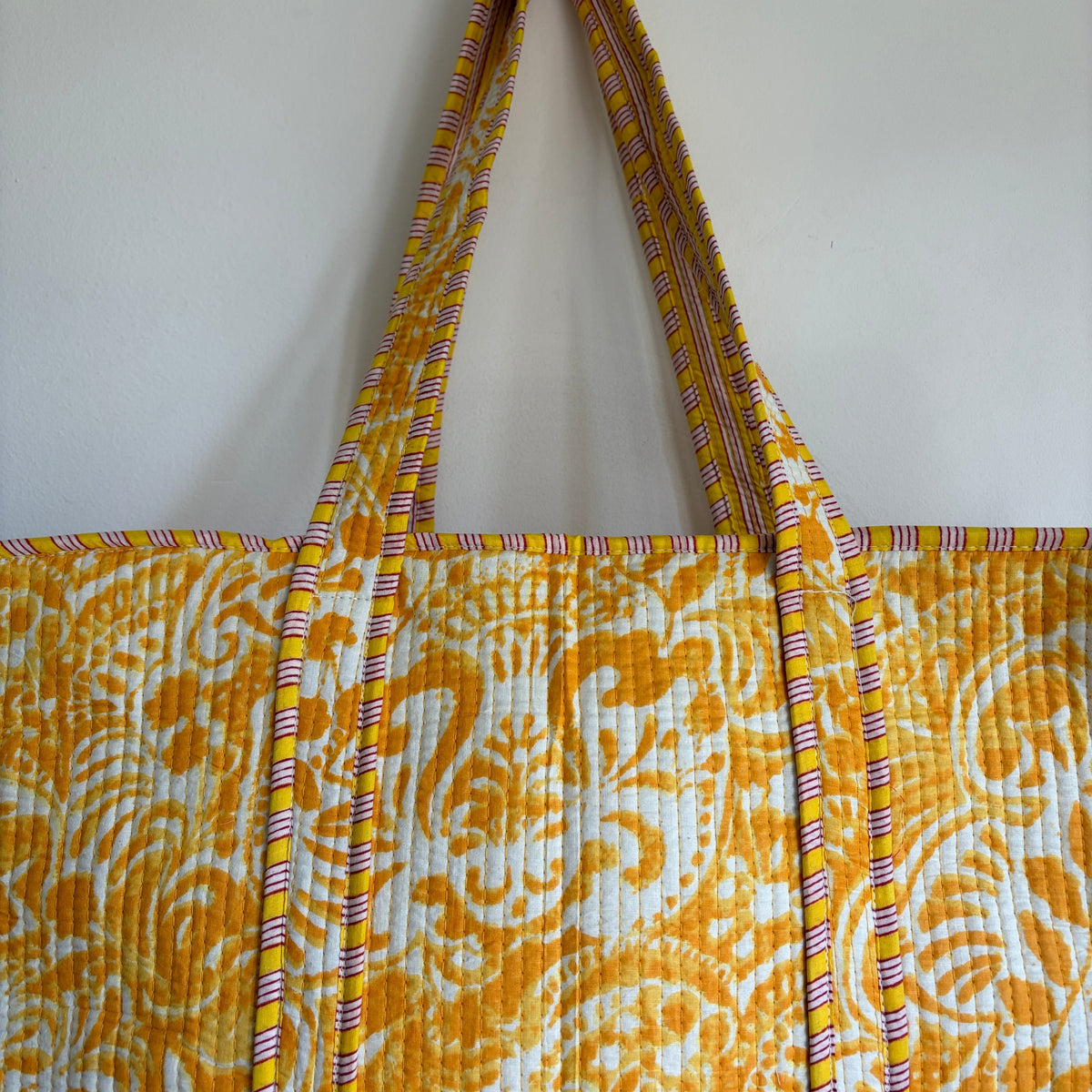 Yellow Cotton Quilted Tote Bag
