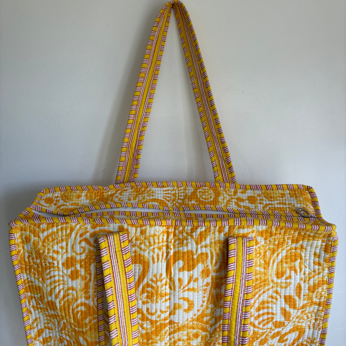 Yellow Cotton Quilted Tote Bag