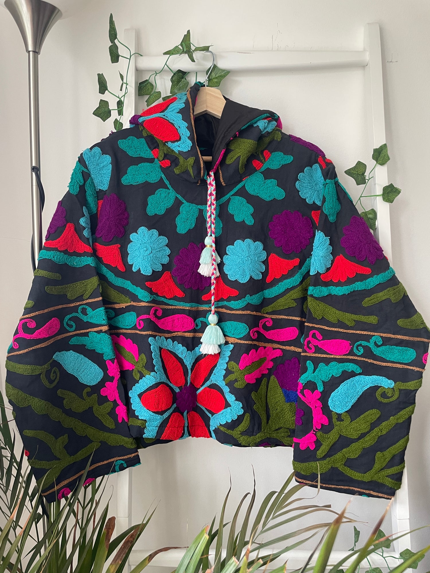 Colorful patterned Cotton Fabric Embroidery Hoodie