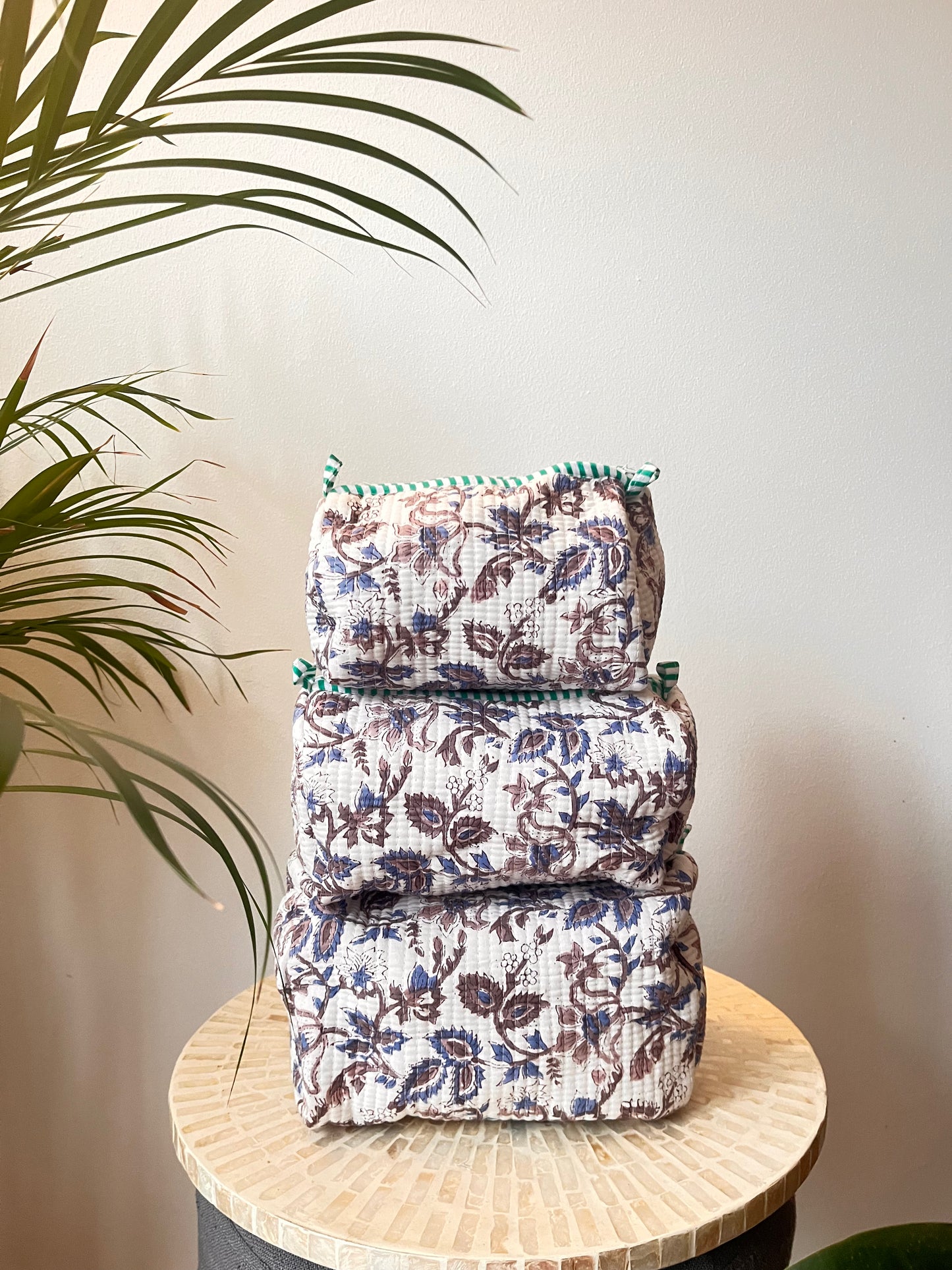 Hand Block Printed Quilted Cotton Block Print Washbag