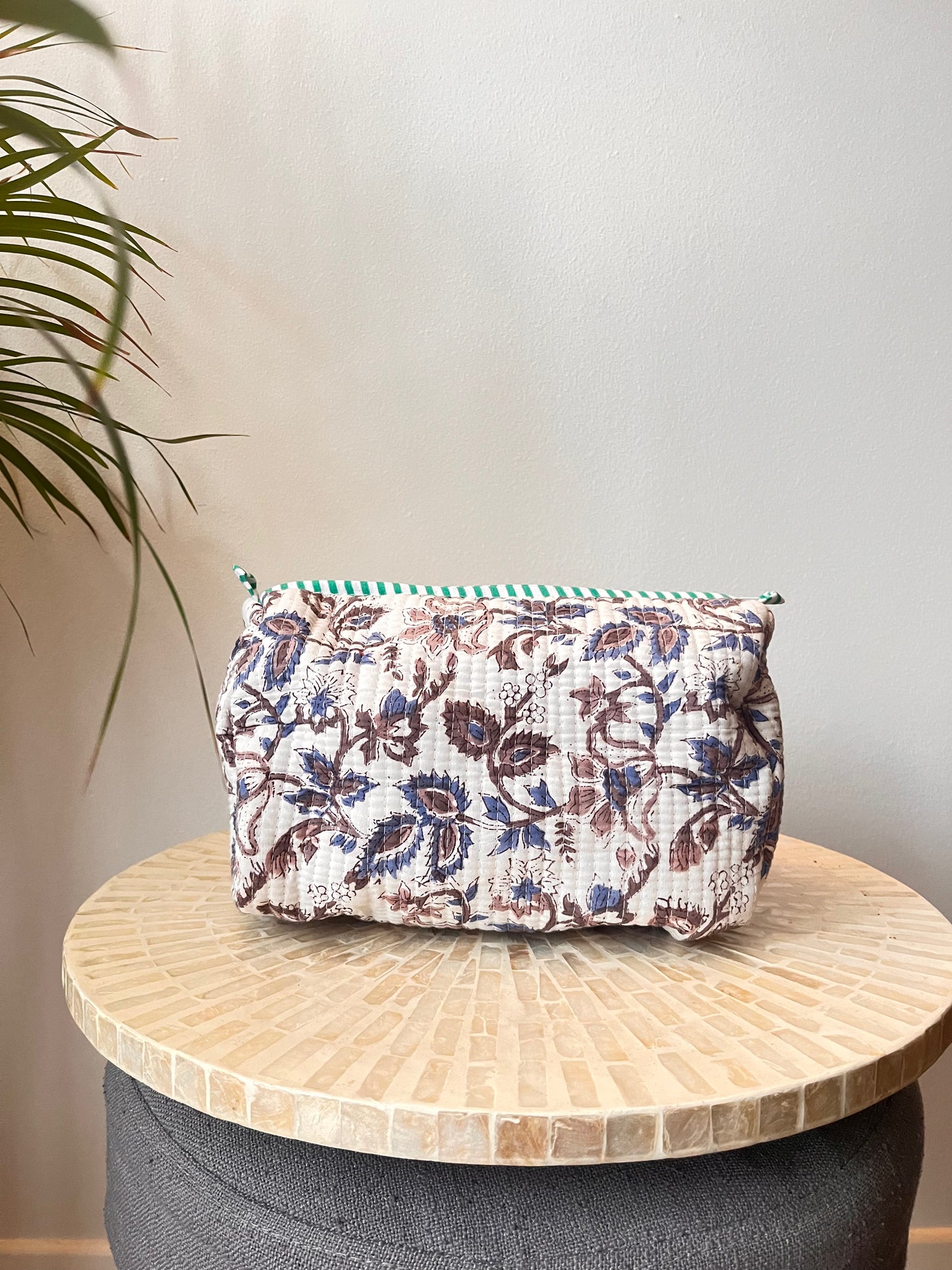 Hand Block Printed Quilted Cotton Block Print Washbag