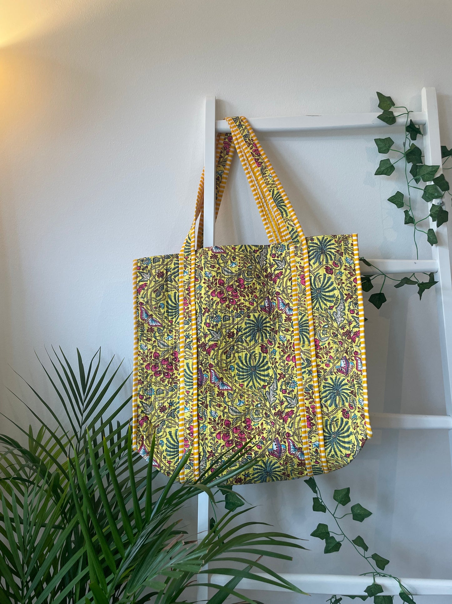 Indian Block Printed Quilted Tote Bags