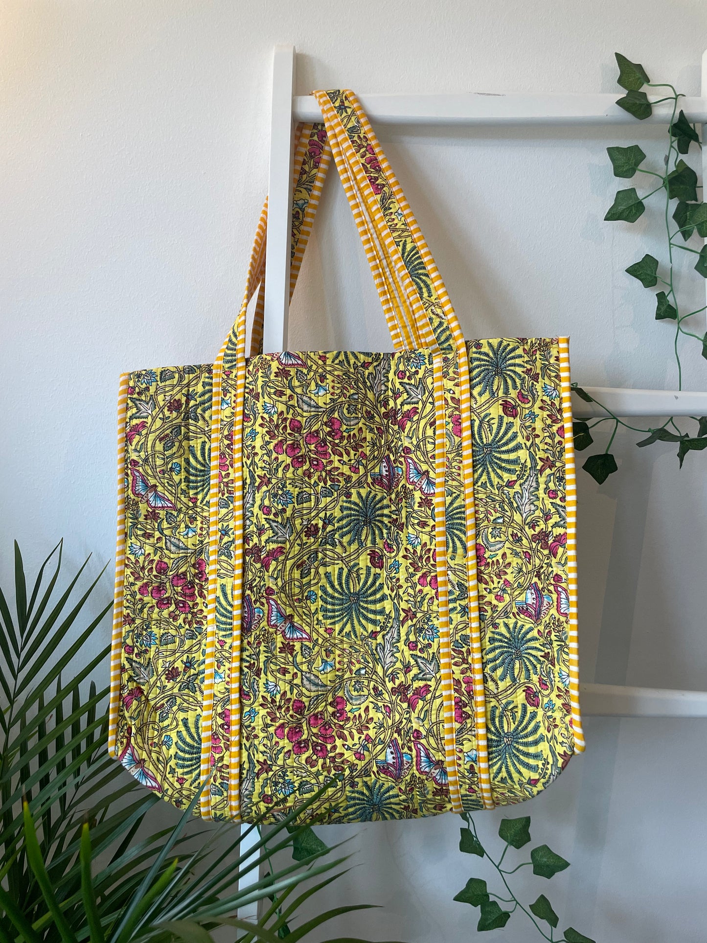 Indian Block Printed Quilted Tote Bags