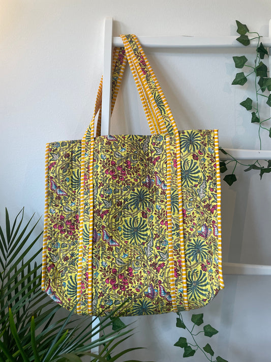 Indian Block Printed Quilted Tote Bags