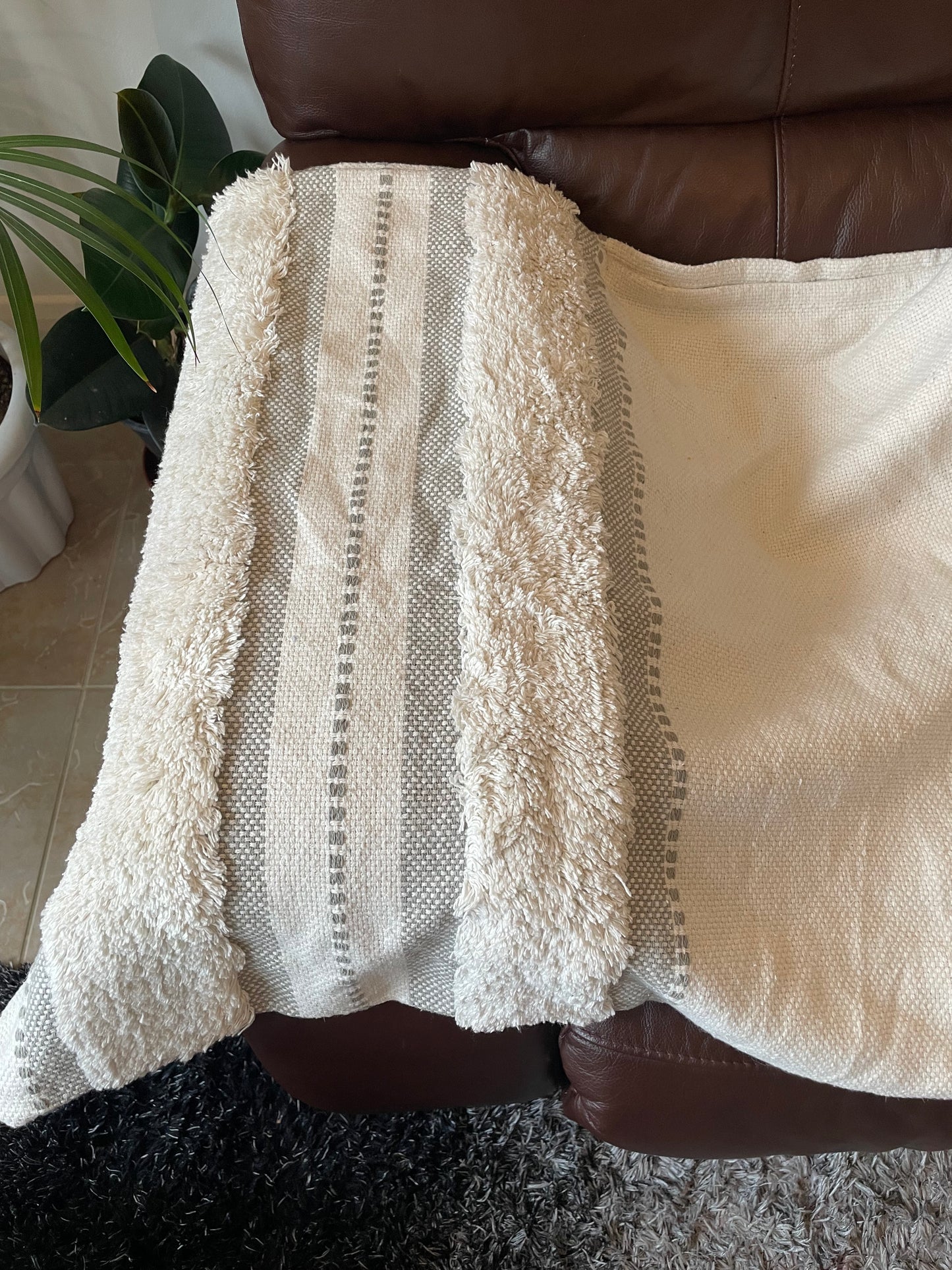 White Tufted Throw Cotton Blanket,Tufted Bedroom Throw Blanket