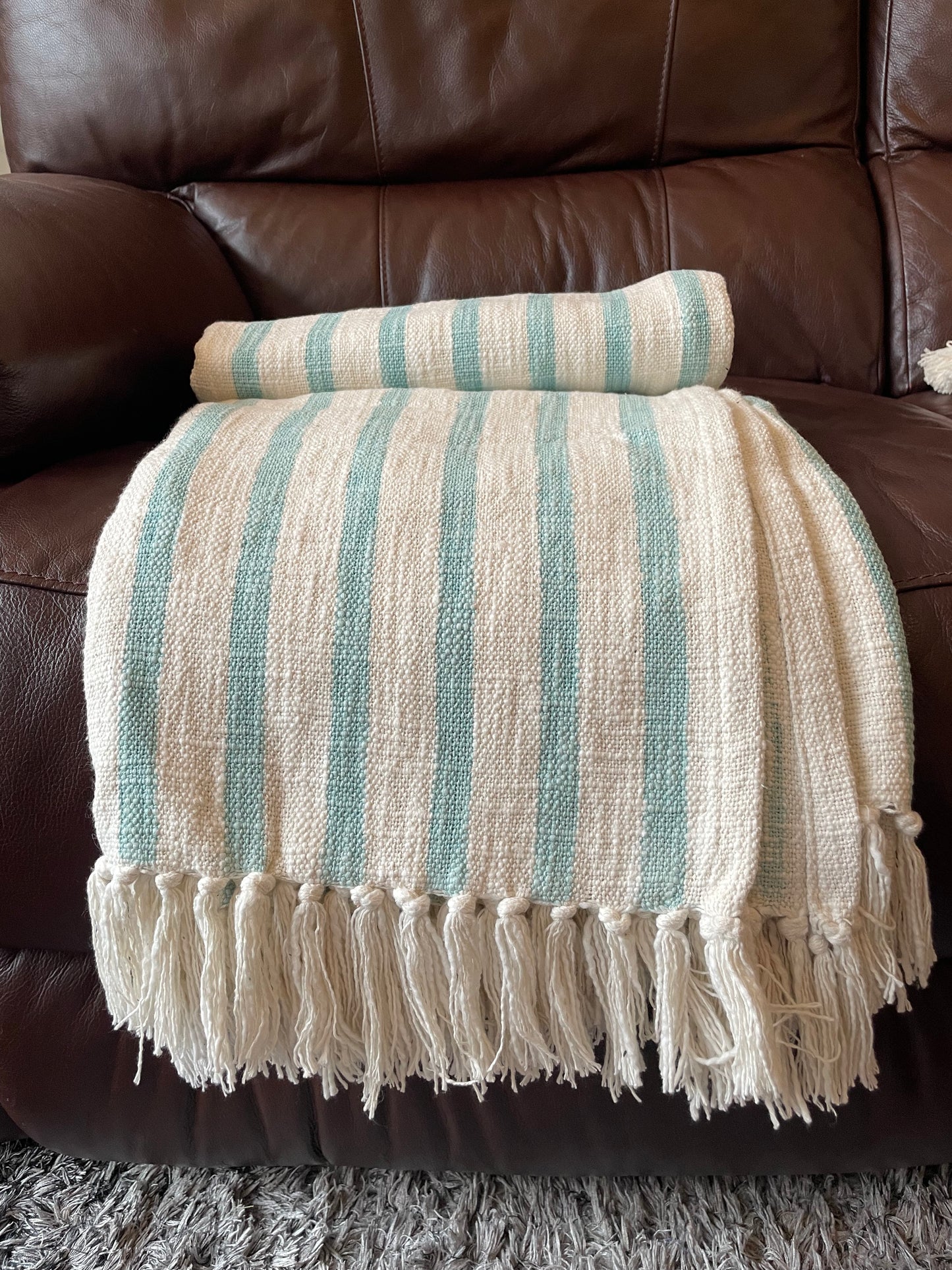 Tufted Throw Blanket - Natural Raw Cotton Hand Woven Tufted Textured Bedding Throw Blanket