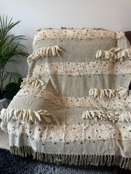 Hand Loom Woven Cotton Sofa Throw Boho Throw Blankets Decorative Artofakind