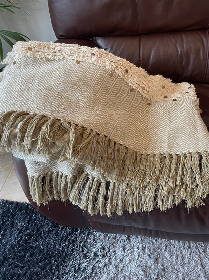 Hand Loom Woven Cotton Sofa Throw Boho Throw Blankets Decorative Artofakind