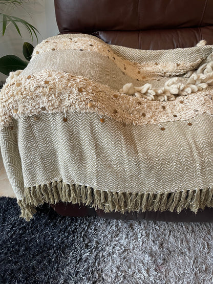 Hand Loom Woven Cotton Sofa Throw Boho Throw Blankets Decorative Artofakind