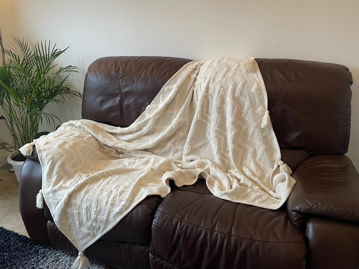 White Tufted Throw Blanket Natural Raw Cotton Hand Woven Tufted Textured Bedding Throw Blanket Artofakind