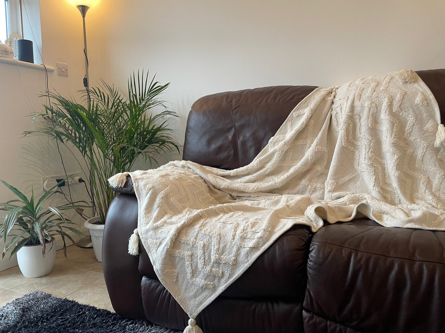 White Tufted Throw Blanket Natural Raw Cotton Hand Woven Tufted Textured Bedding Throw Blanket Artofakind