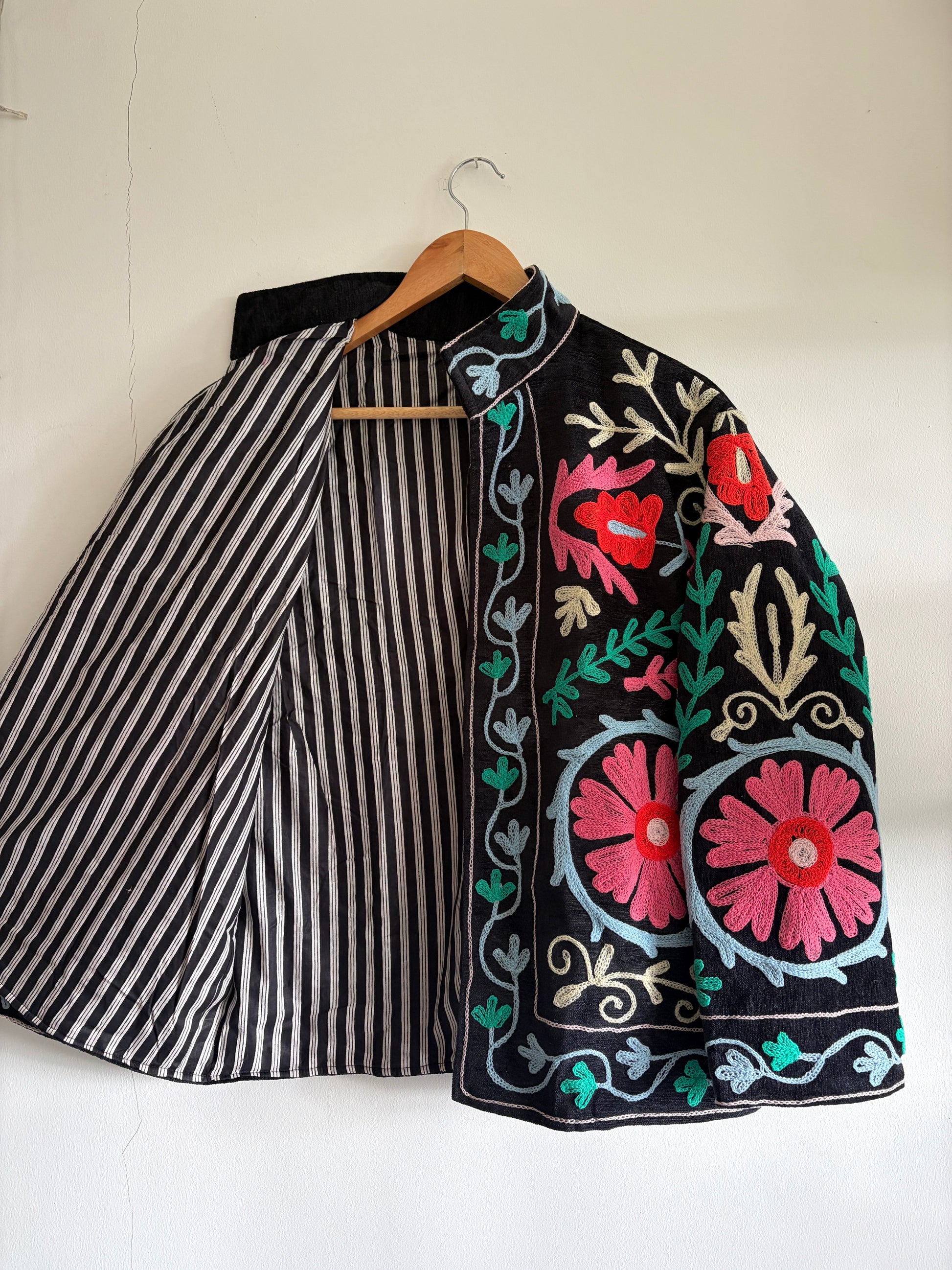 bohemian suzani embroidered jacket UK inside view handcrafted jacket