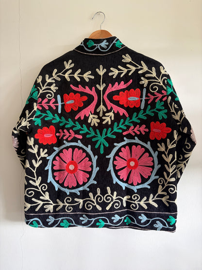 bohemian suzani embroidered jacket UK back view handcrafted jacket