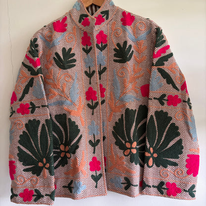 Floral-patterned fabric on a white background