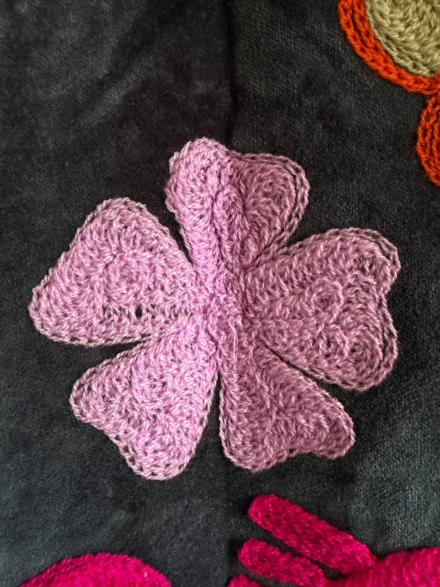 Velvet Suzani Embroidery Jacket - Grey & Pink Floral