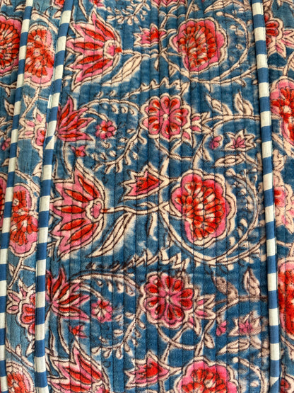 blue floral tote bag UK close view spacious everyday tote bag