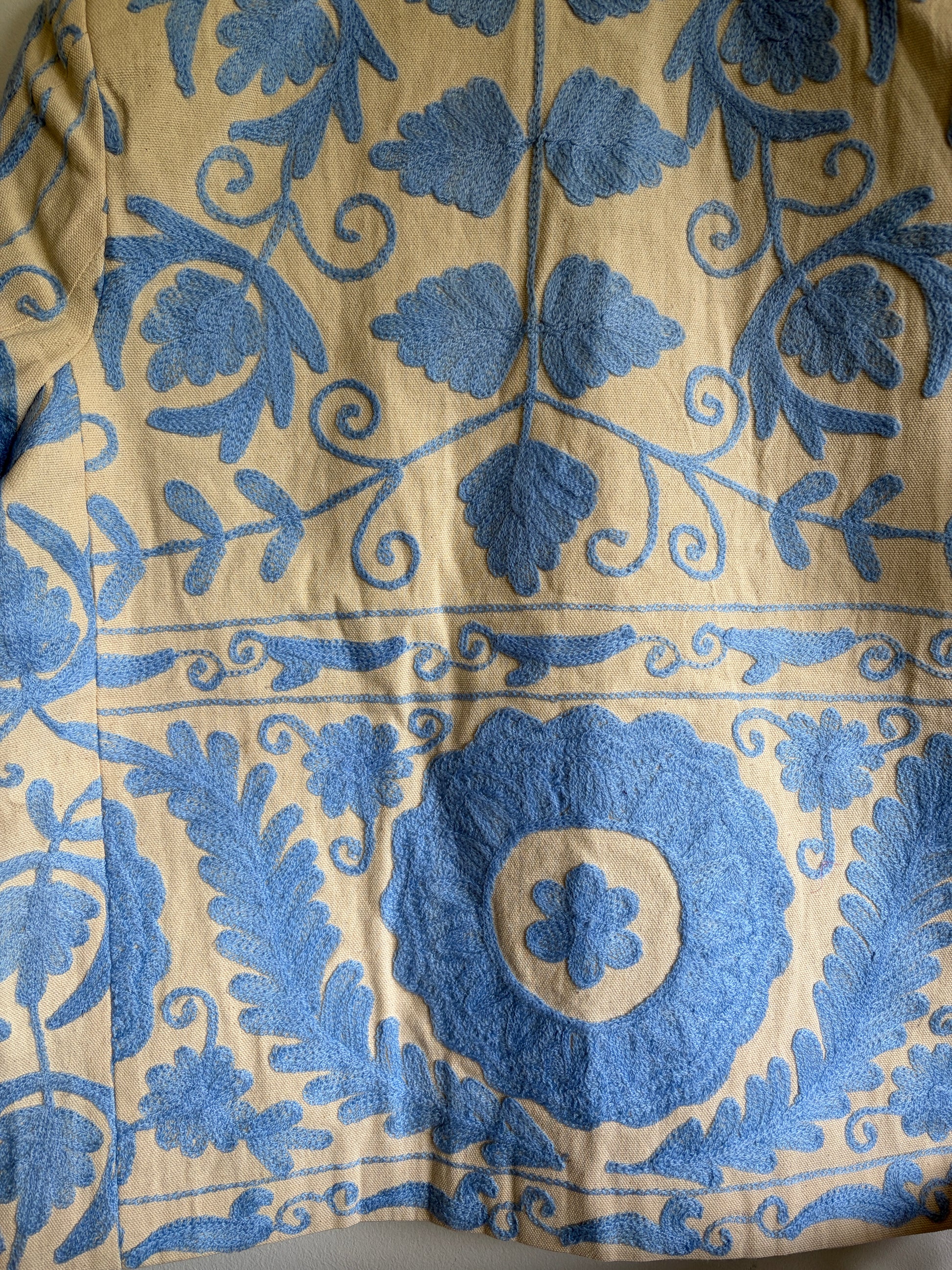 Suzani Embroidery blue floral pattern Blazer 