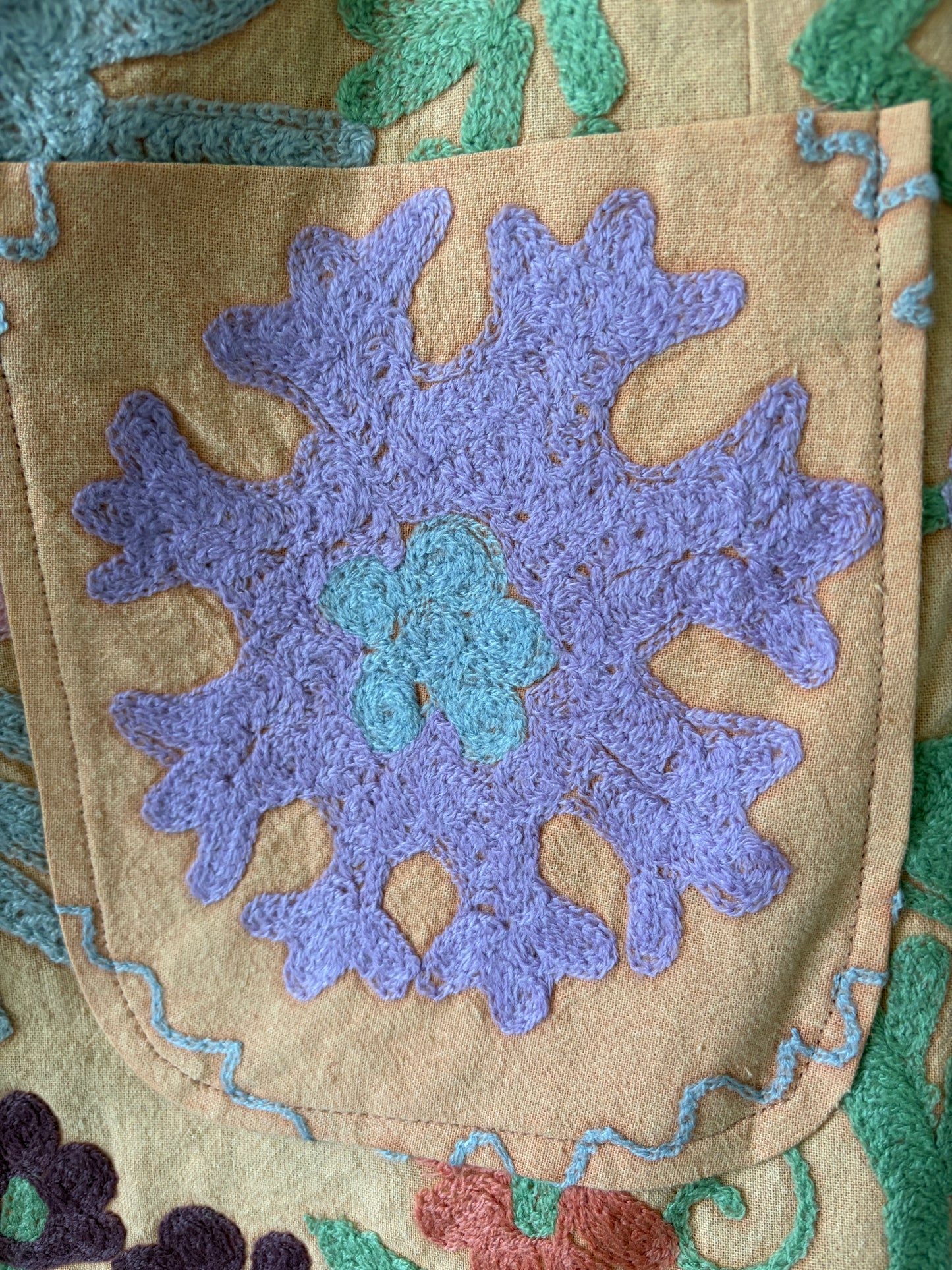 Suzani Floral Blazer on a beige background