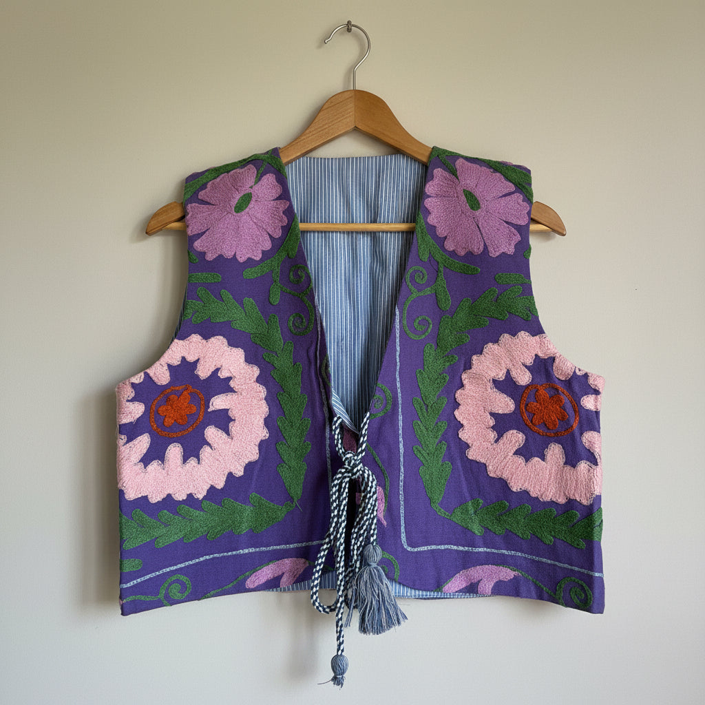Cotton Suzani Embroidery Waist coat 