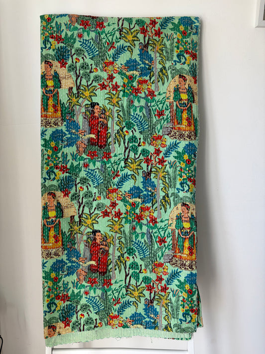 kantha bed cover close up
