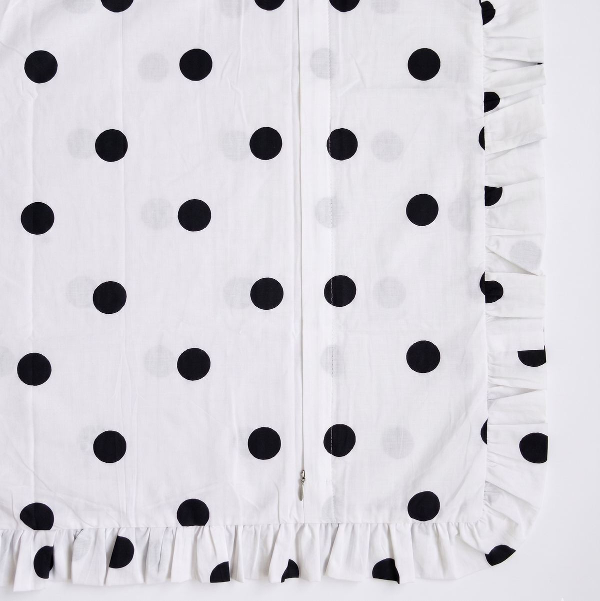 Black & White Polka Dot Ruffle Cushion Cover