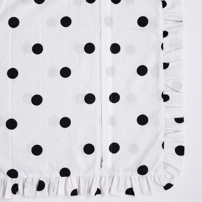 Black & White Polka Dot Ruffle Cushion Cover