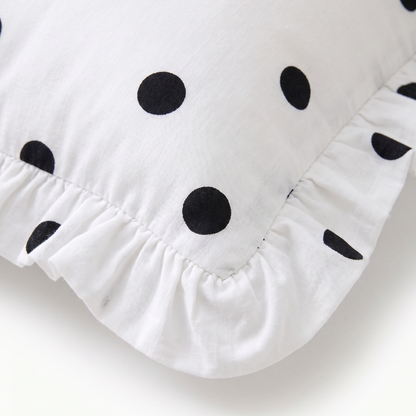 Black & White Polka Dot Ruffle Cushion Cover