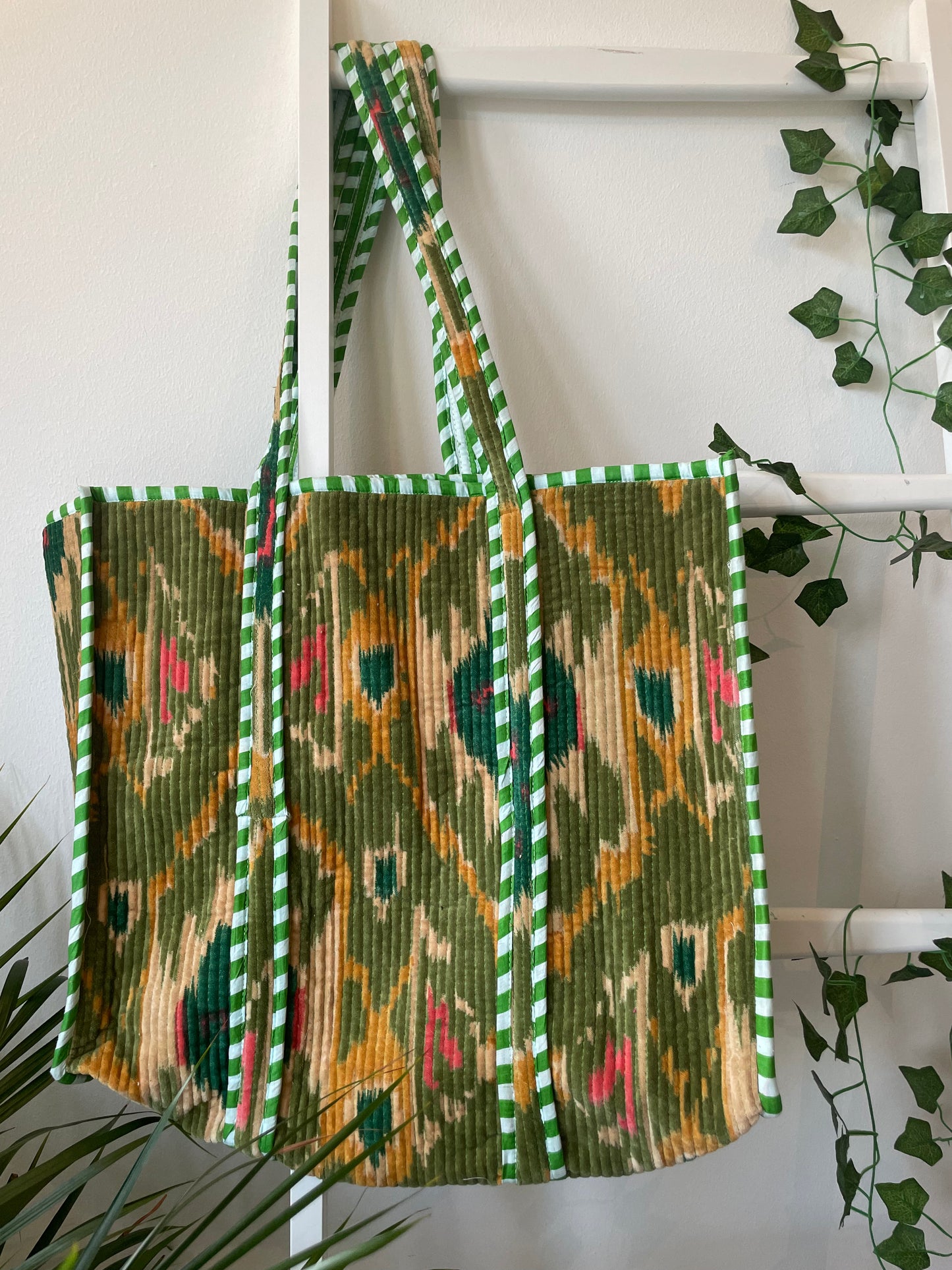 Quilted Velvet Tote Bag