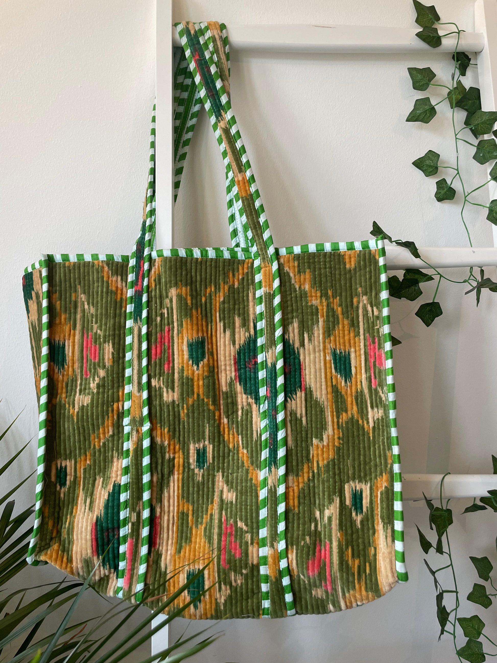 Quilted Velvet Tote Bag
