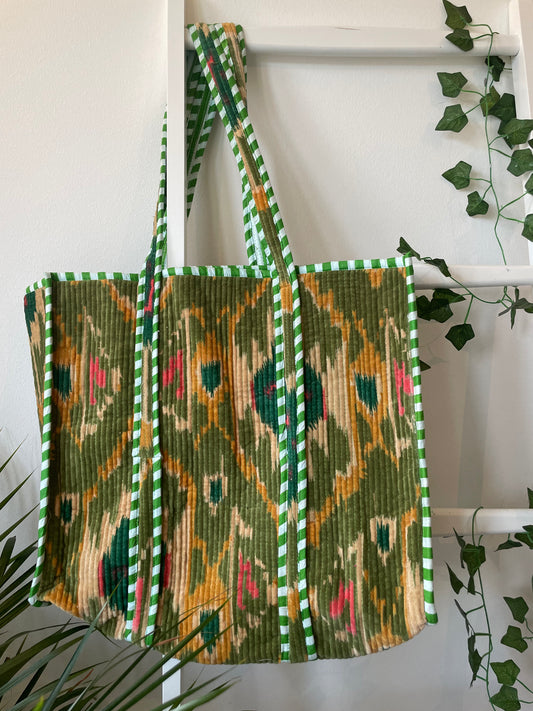 Quilted Velvet Tote Bag