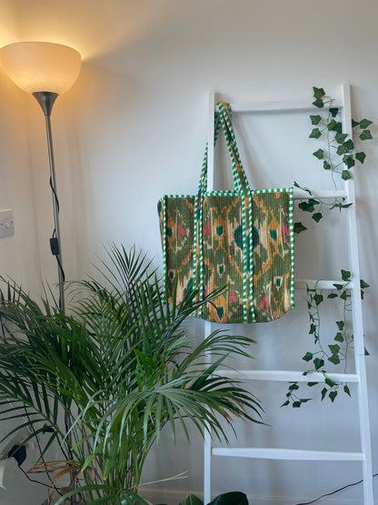 Quilted Velvet Tote Bag