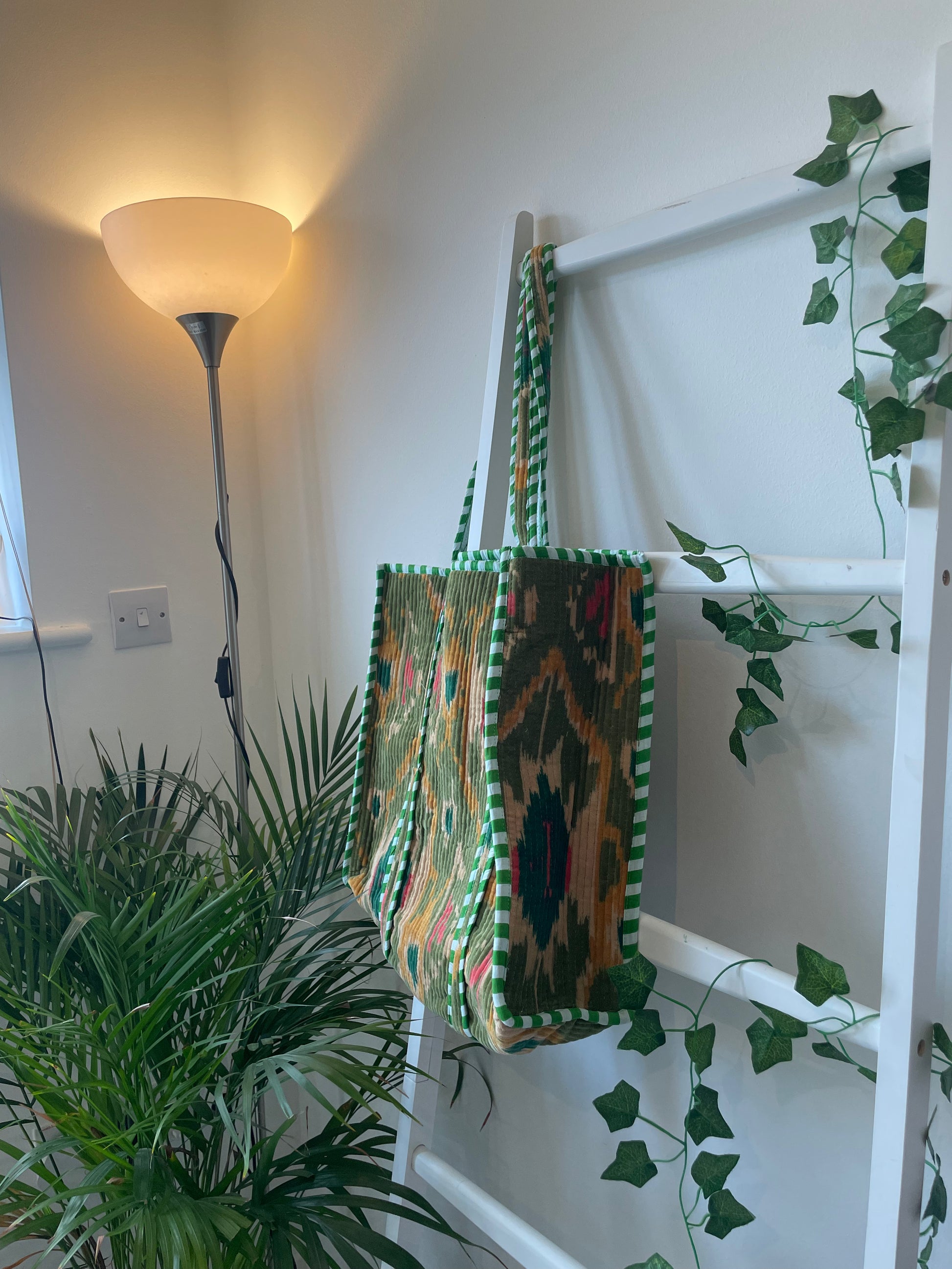 Quilted Velvet Tote Bag