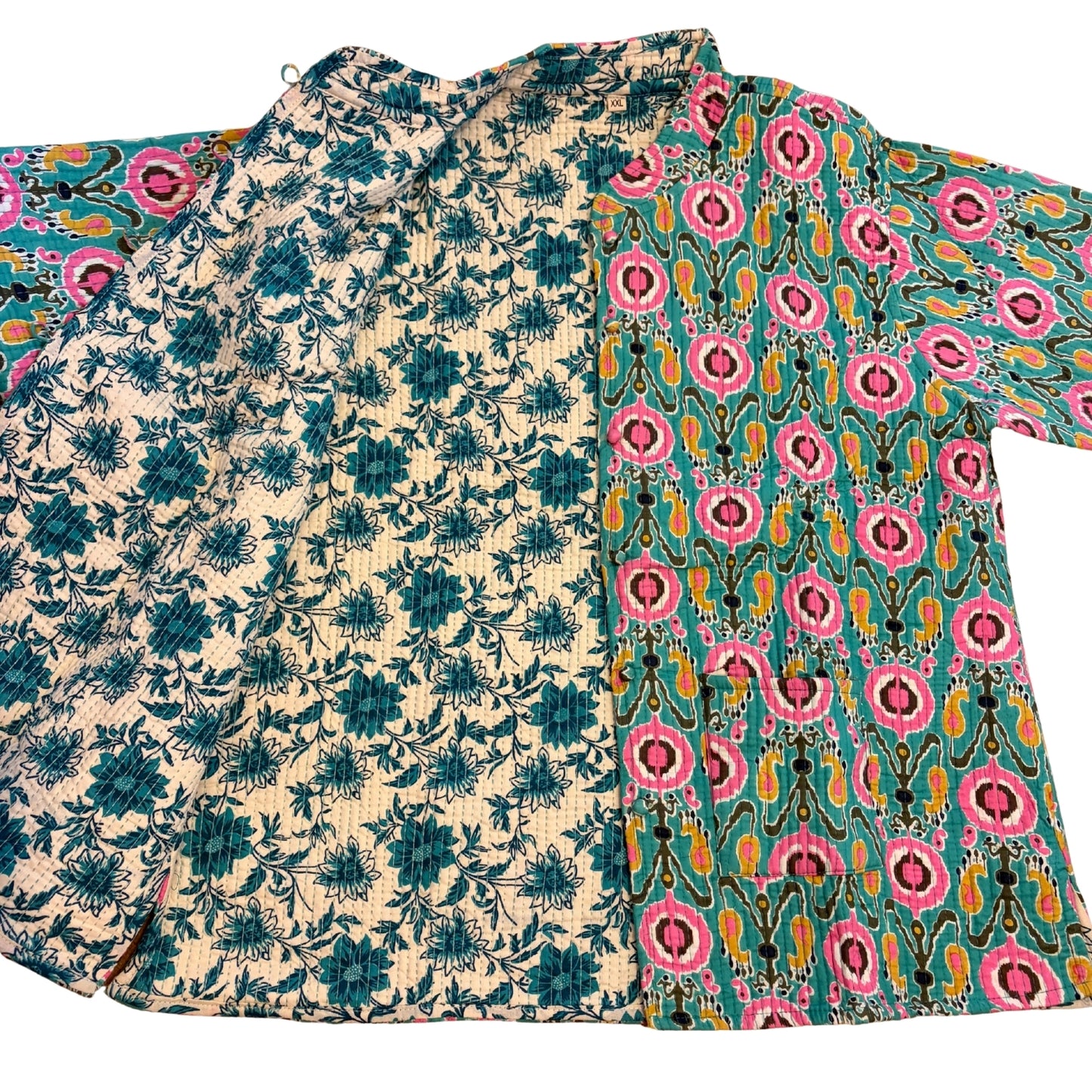 floral-patterned Jacket with different designs on a white background