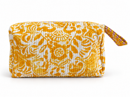 Cotton Quilted wash bag - yellow 