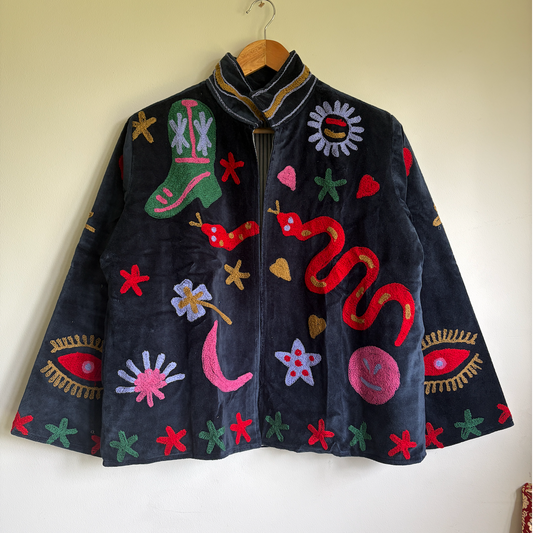 Colourful Suzani velvet jacket